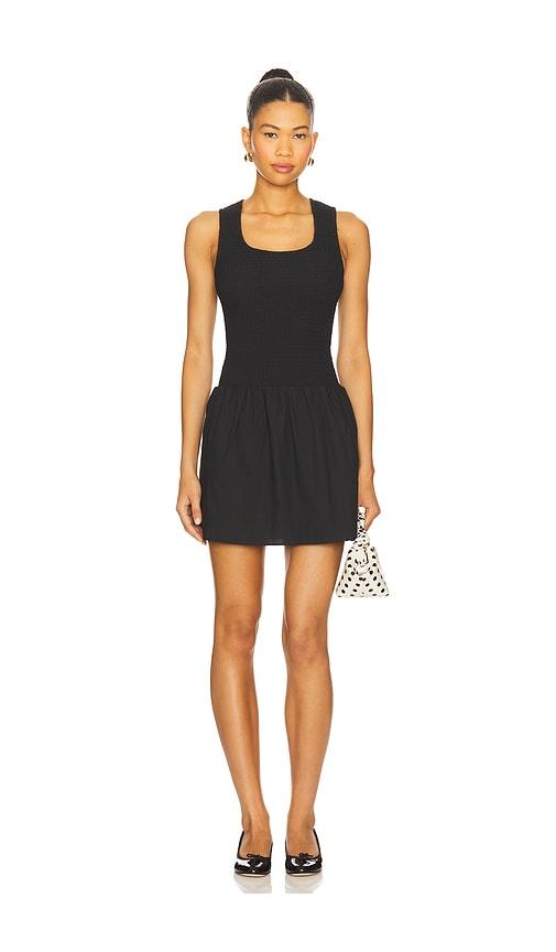 onia poplin smocked mini dress in black. - size l (also in xs, s, xl)