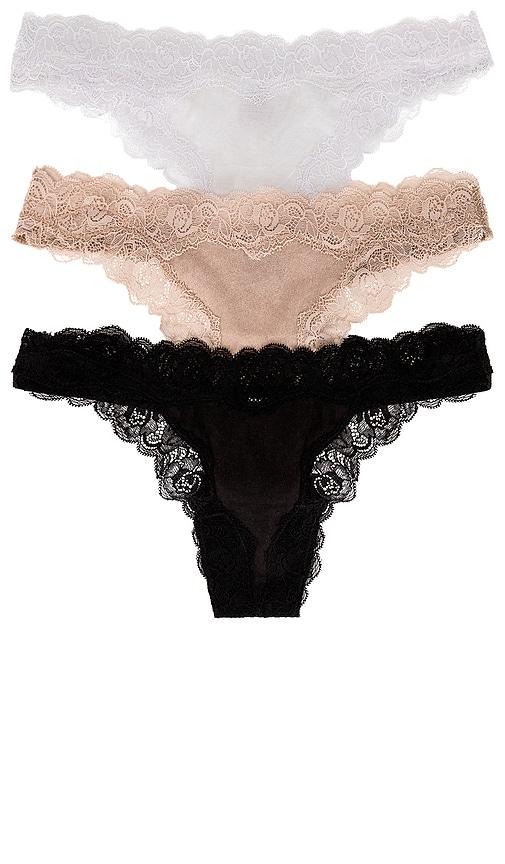 only hearts 3 pack thong in black & white. - size m-l (also in p-s)