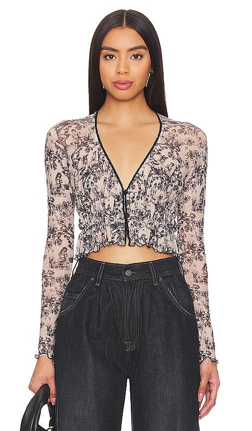only hearts afternoon delight ruched cardi top in taupe. - size m (also in xs, s, l)