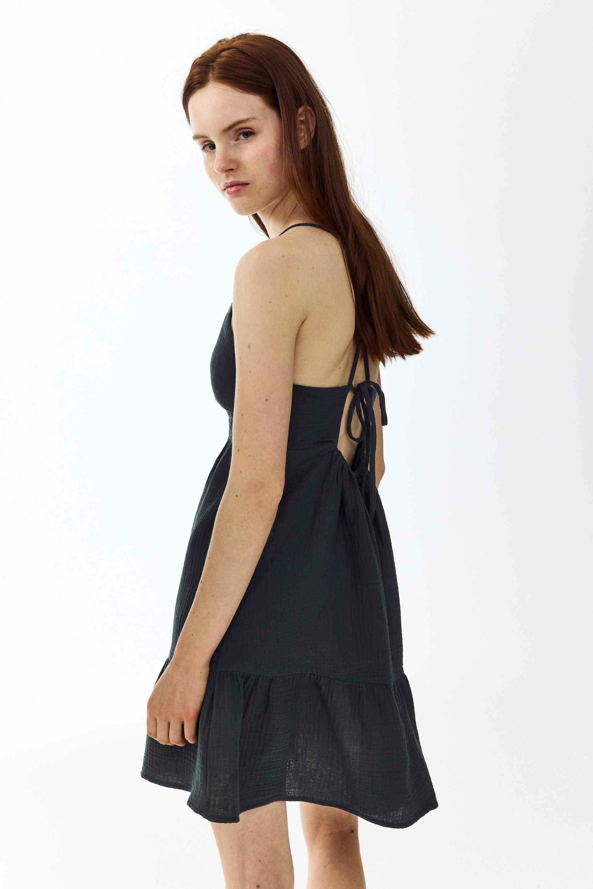 open-back muslin dress
