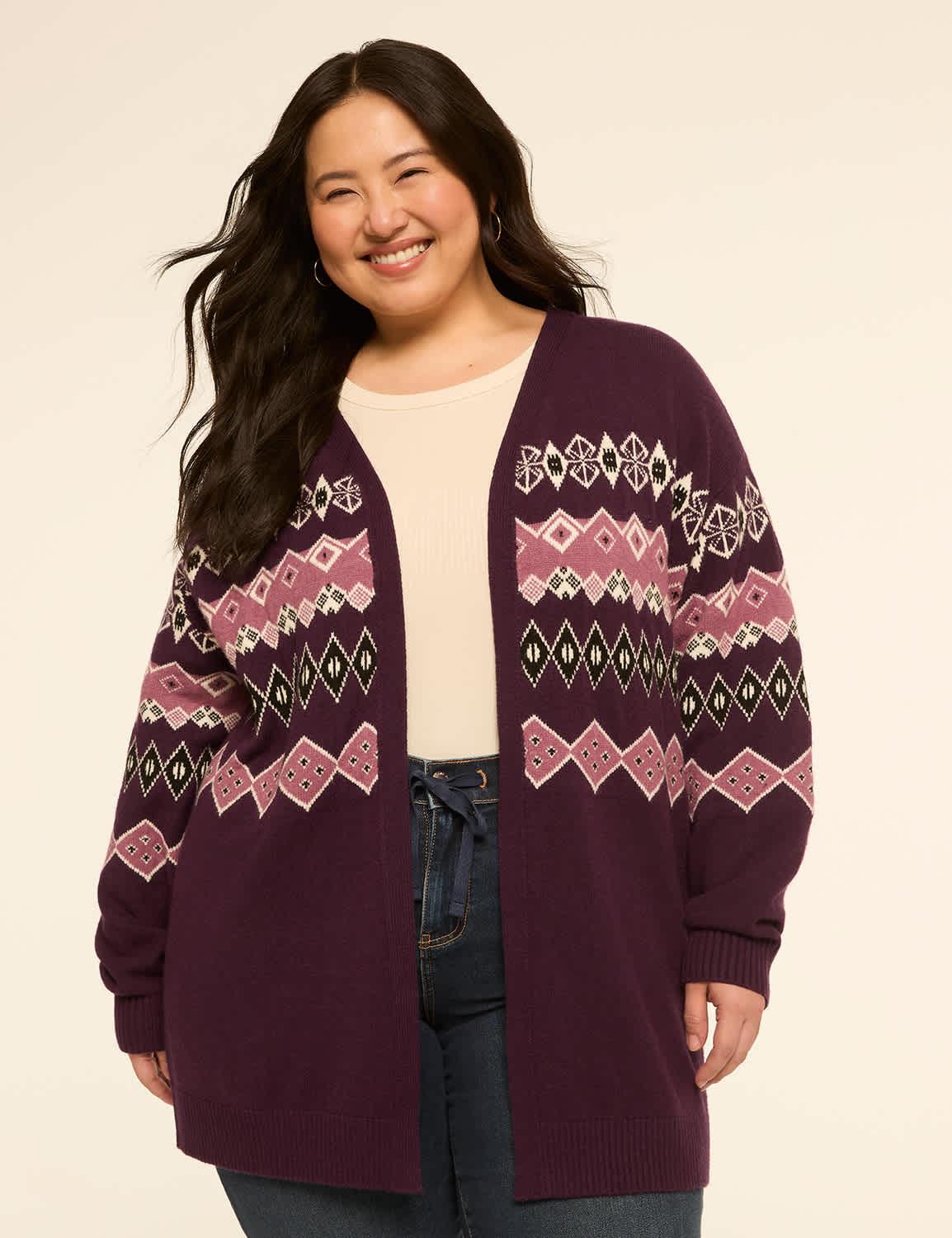 open-front fair isle cardigan