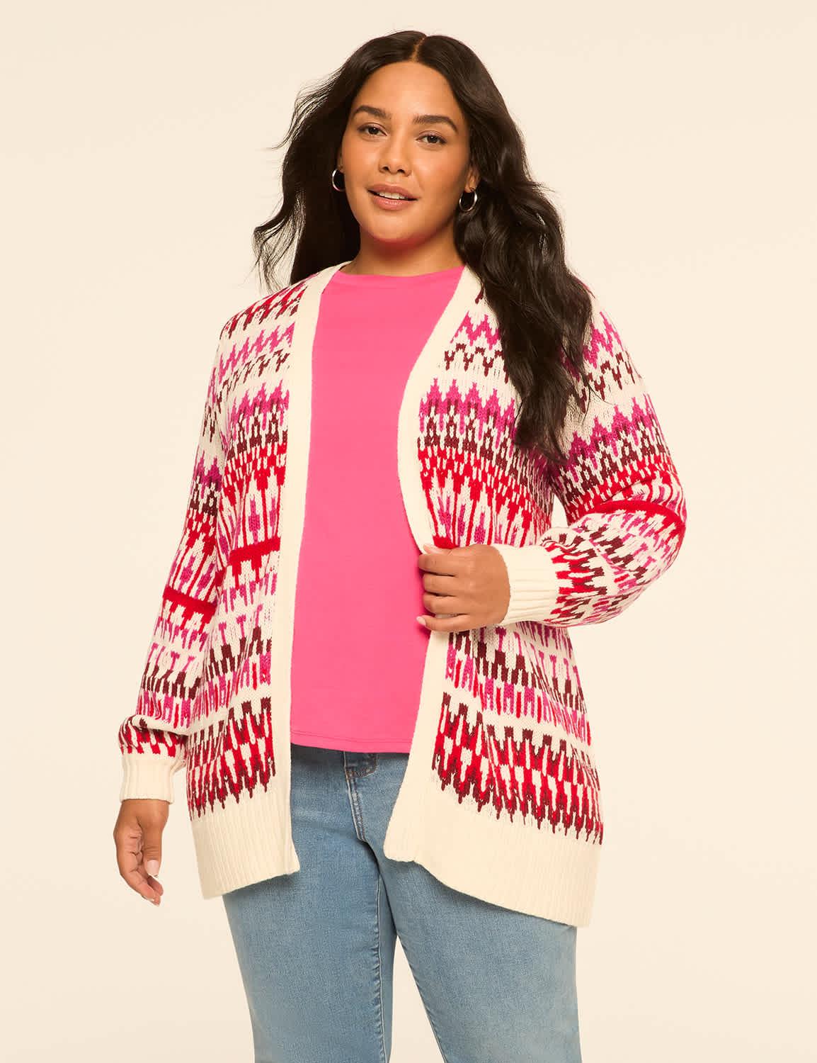 open-front fair isle cardigan