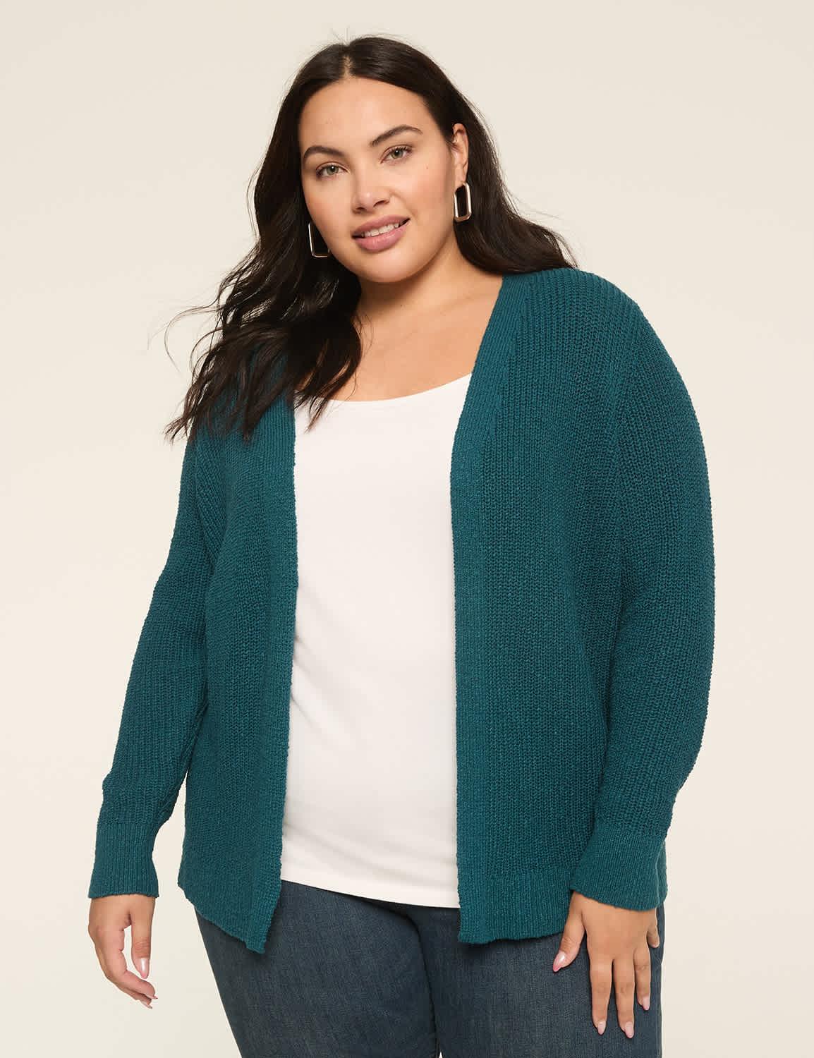 open-front stitch cardigan