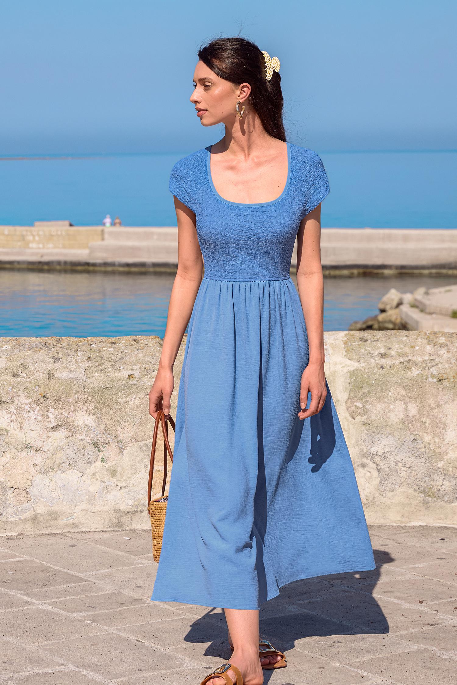 opening act blue maxi dress - l