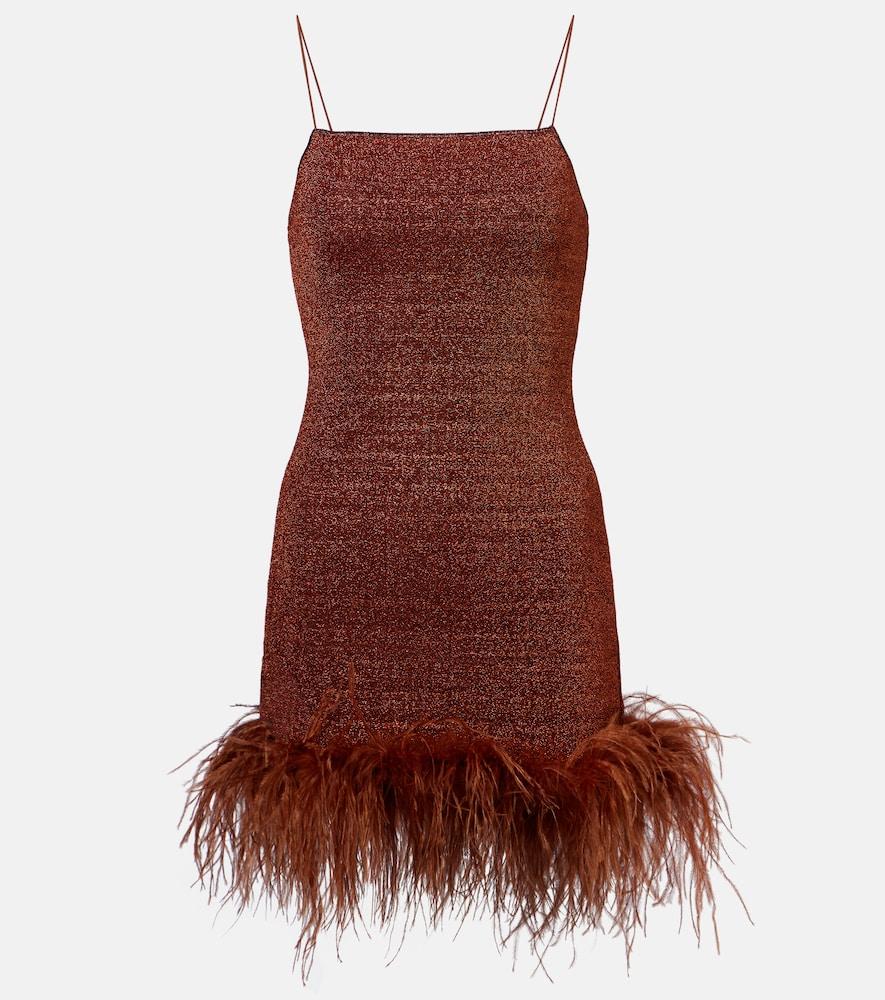 oséree lumière plumage feather-trimmed minidress