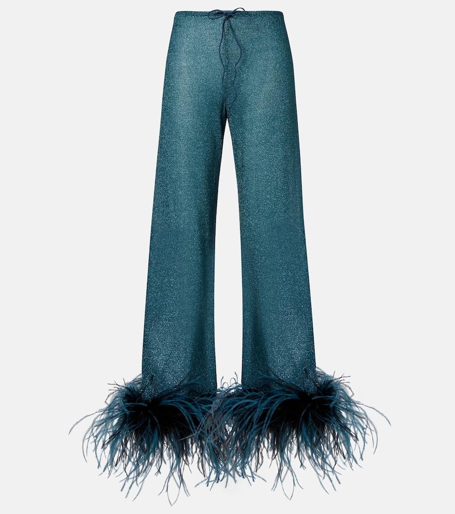 oséree lumière plumage wide-leg pants