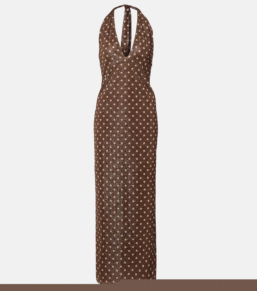 oséree lumière polka-dot halterneck maxi dress