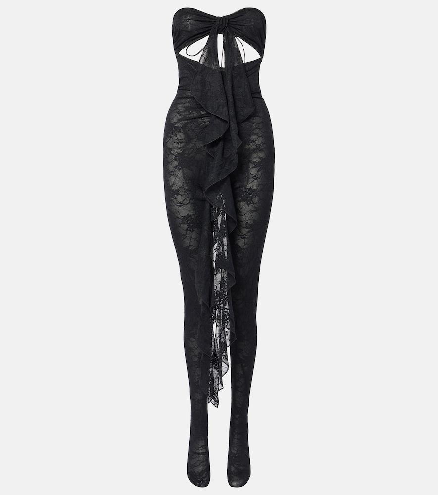 oséree ruffled cutout lace catsuit