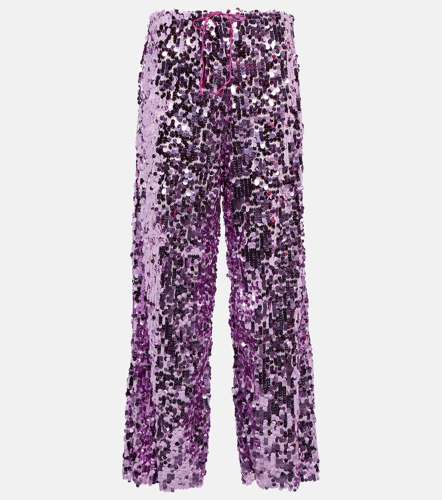 oséree sequined high-rise wide-leg pants