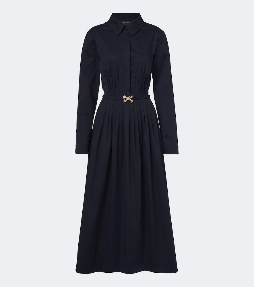 oscar de la renta belted embellished cotton shirt dress