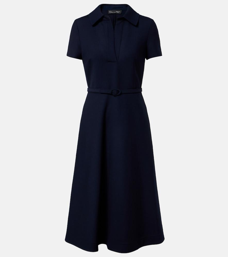 oscar de la renta belted wool-blend midi dress