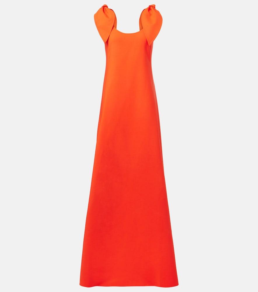 oscar de la renta bow-detail wool-blend gown