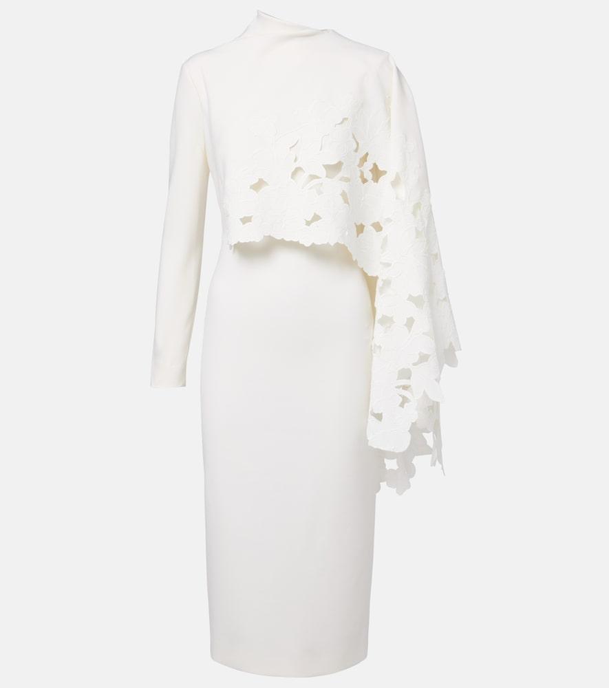 oscar de la renta cape-detail wool-blend midi dress