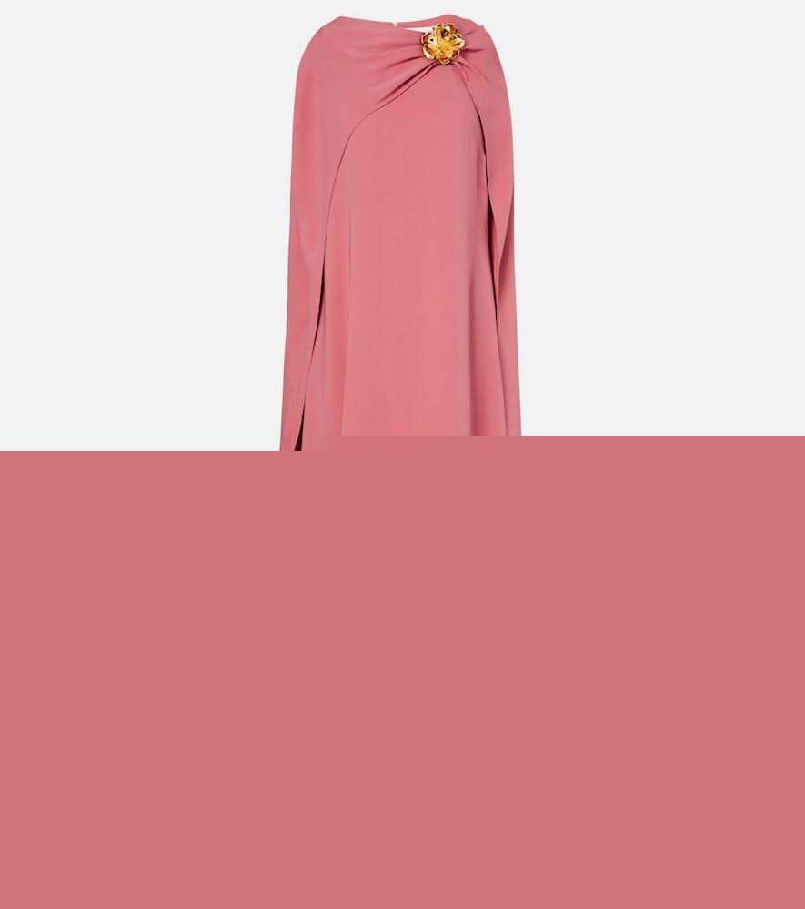 oscar de la renta caped silk-blend gown