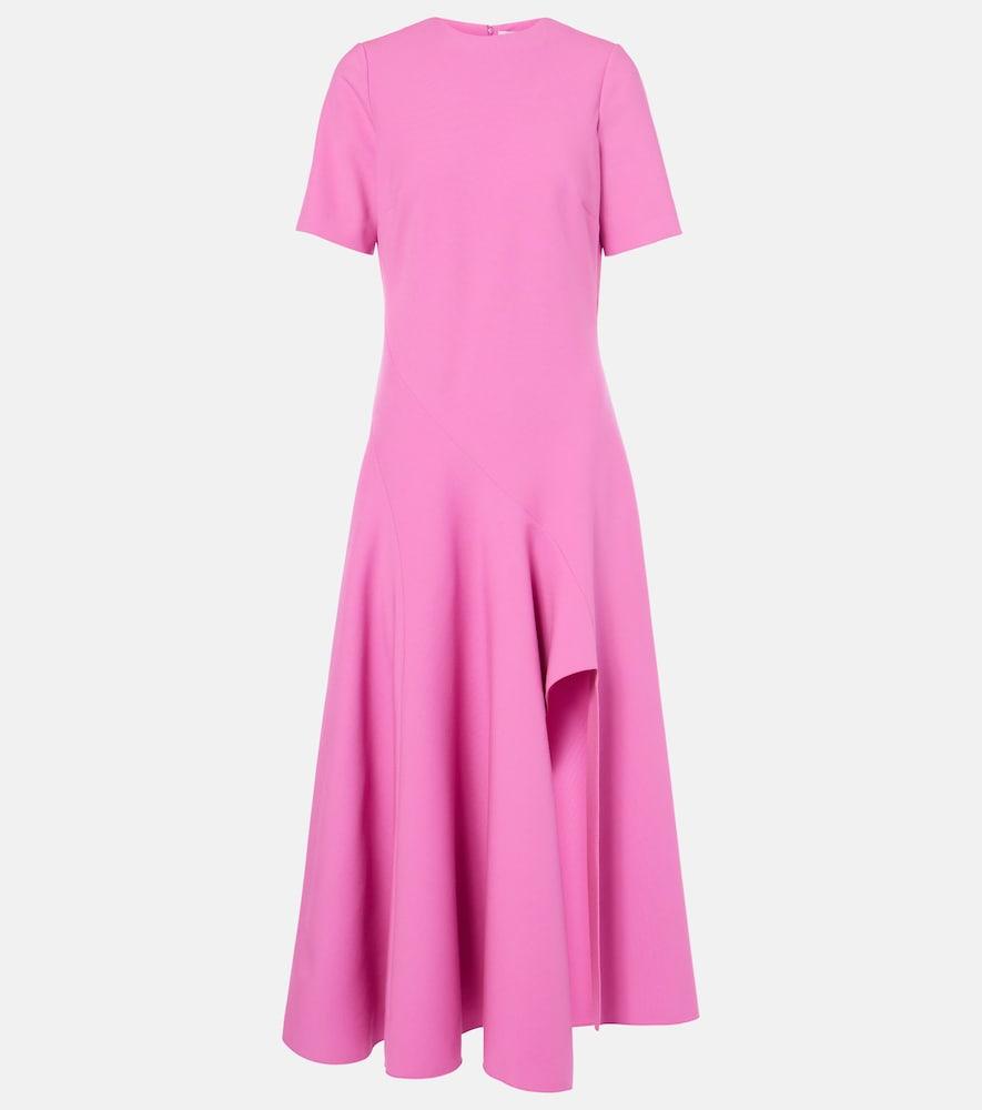 oscar de la renta draped wool-blend midi dress