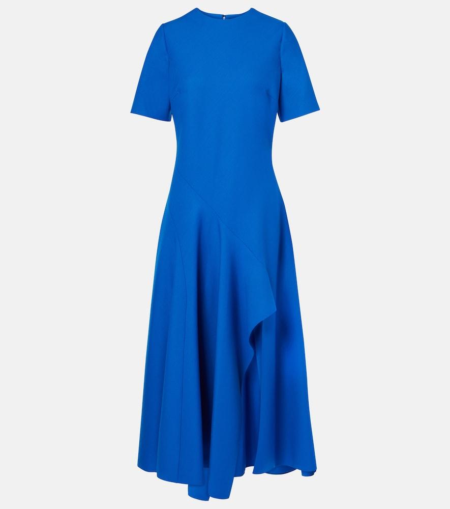 oscar de la renta draped wool-blend midi dress