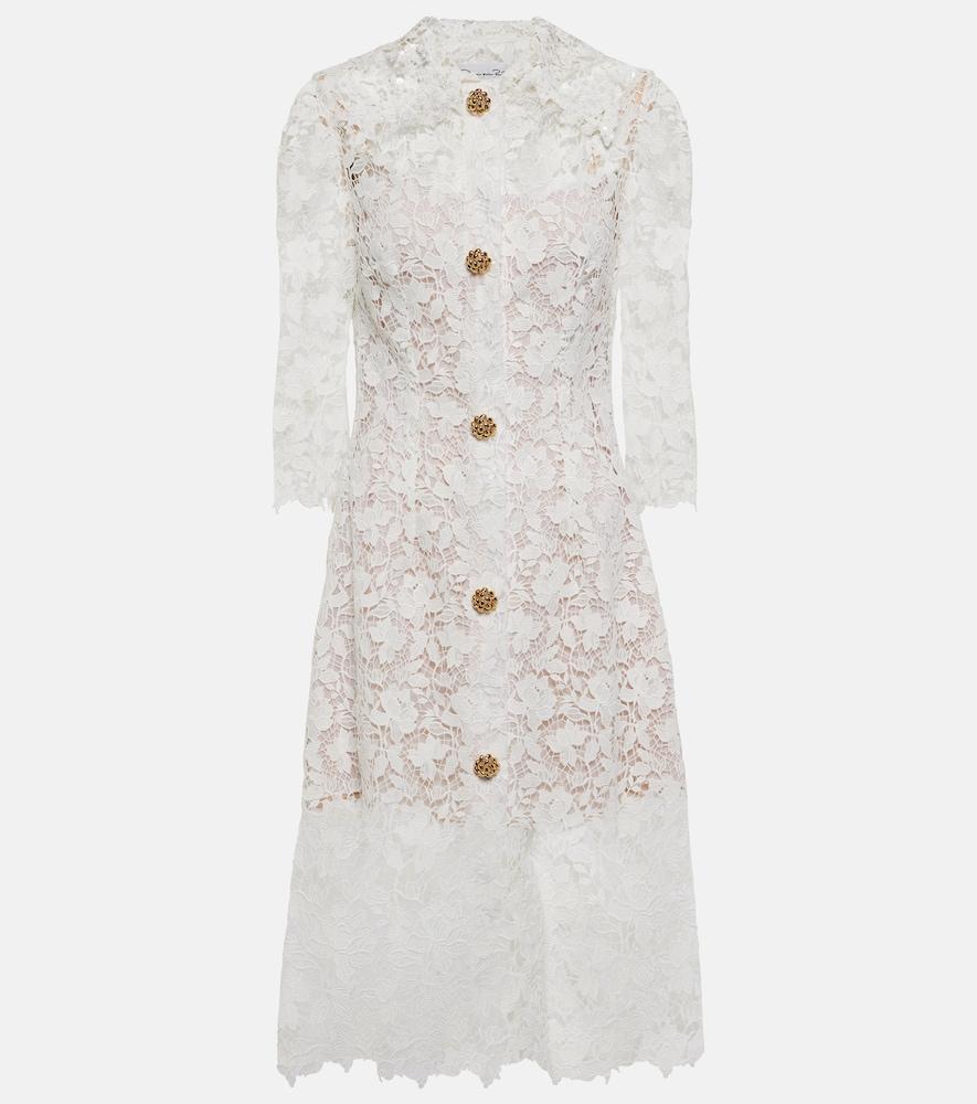 oscar de la renta embellished lace midi dress