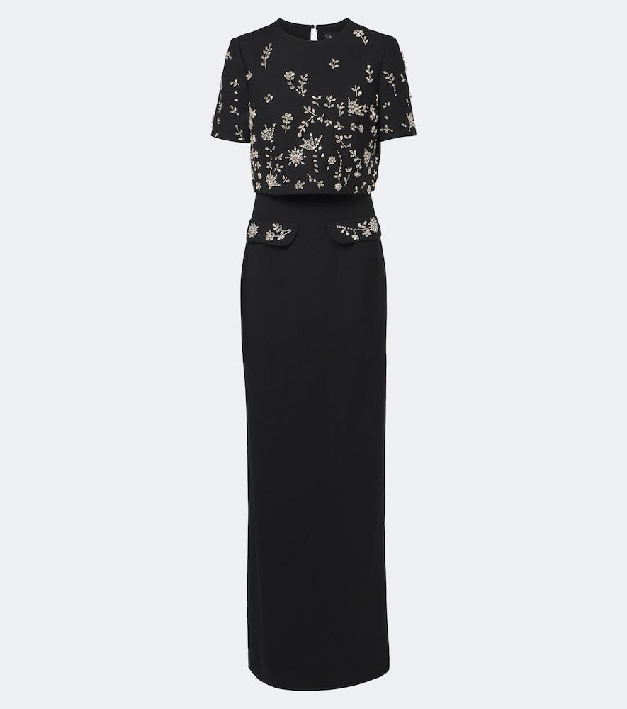 oscar de la renta embellished wool-blend bustier gown
