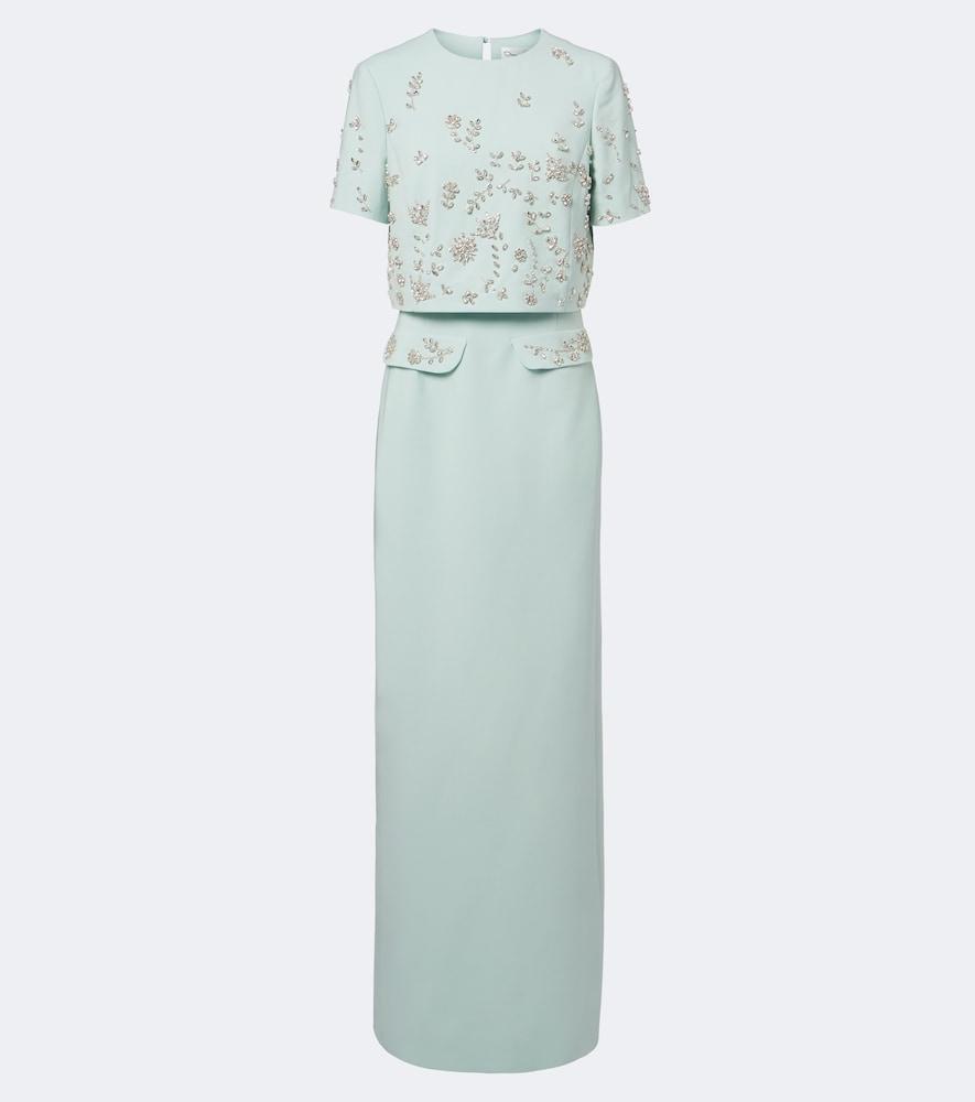 oscar de la renta embellished wool-blend bustier gown