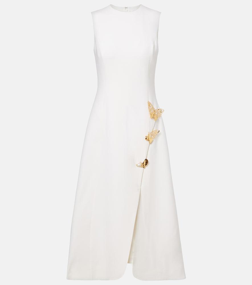 oscar de la renta embellished wool-blend cocktail dress