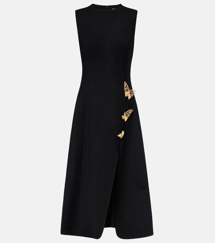 oscar de la renta embellished wool-blend cocktail dress