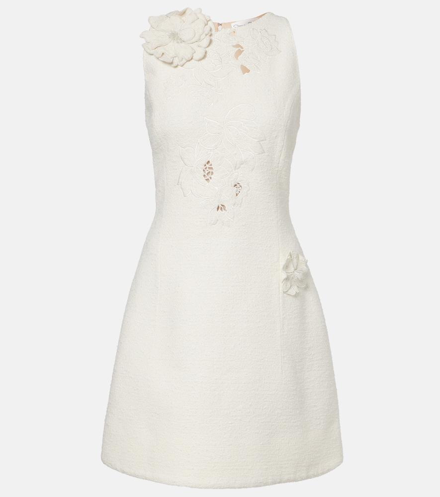oscar de la renta embroidered cotton-blend tweed minidress