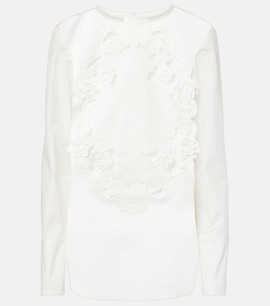 oscar de la renta embroidered cotton blouse
