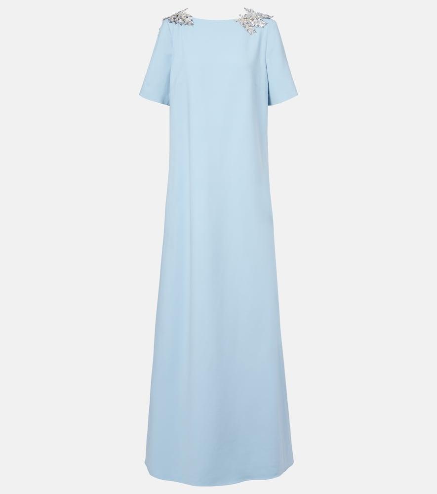 oscar de la renta fern sequined wool-blend gown