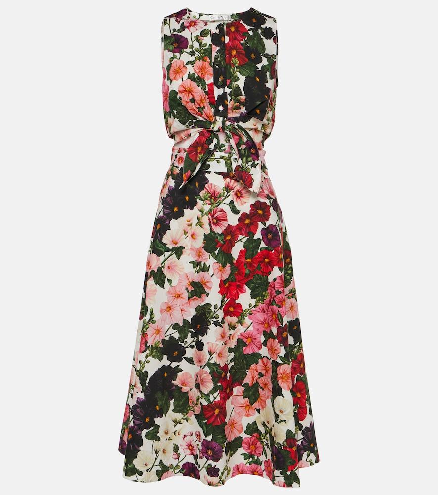 oscar de la renta floral cotton-blend midi dress