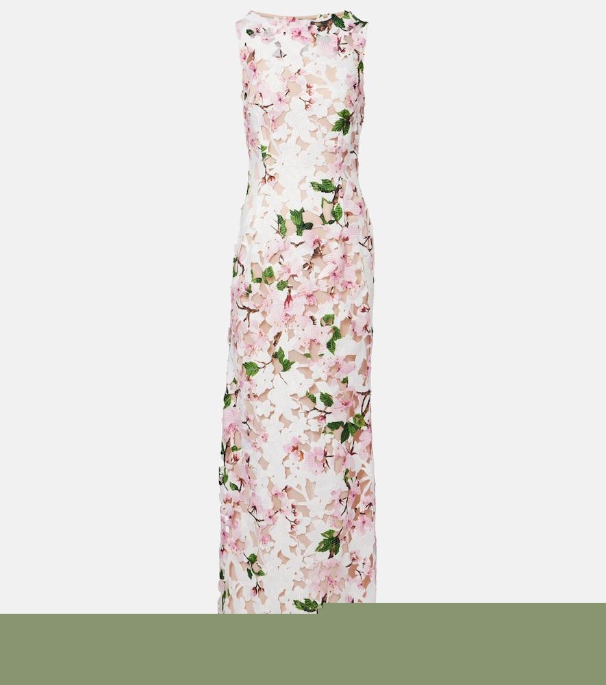 oscar de la renta floral guipure lace gown