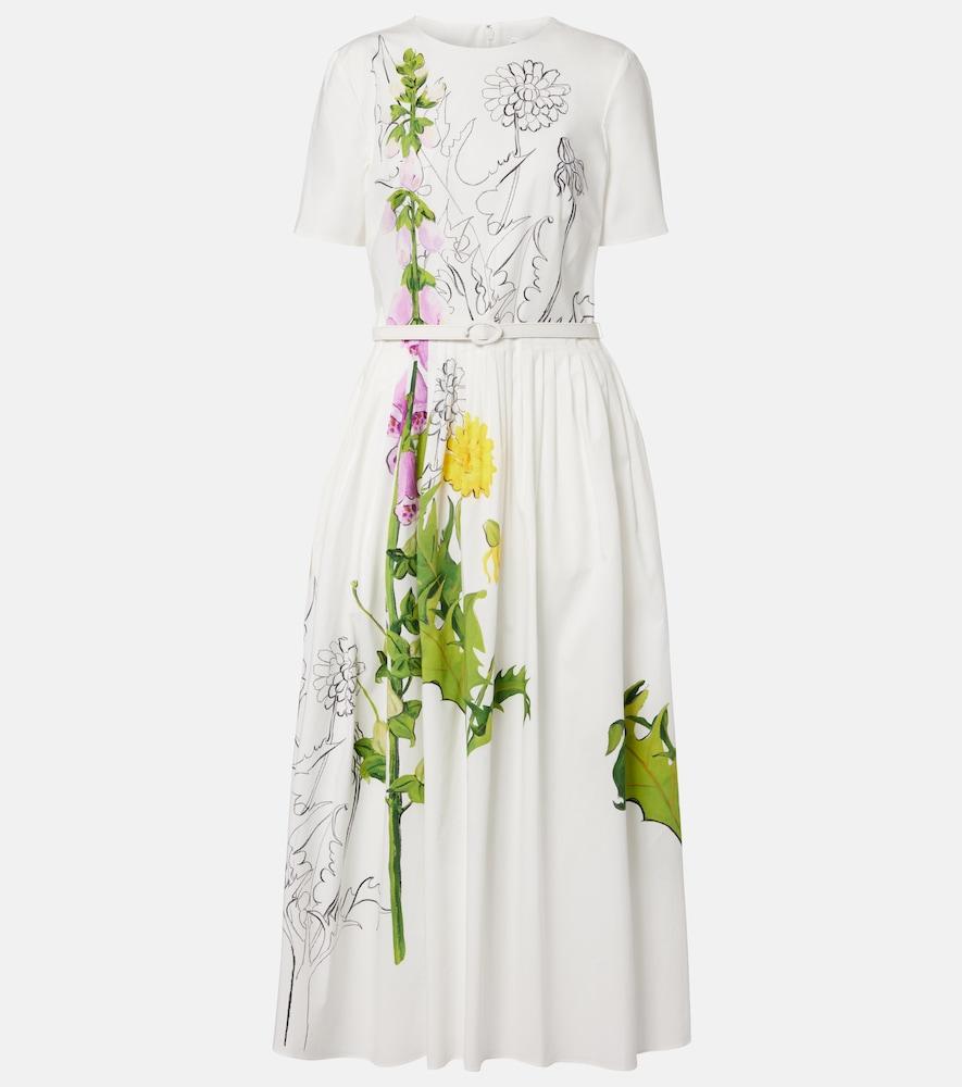 oscar de la renta foxglove cotton-blend poplin midi dress