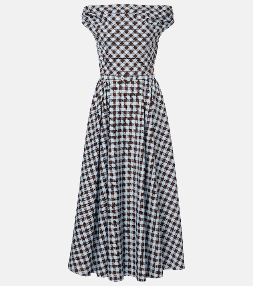 oscar de la renta gingham cotton-blend midi dress