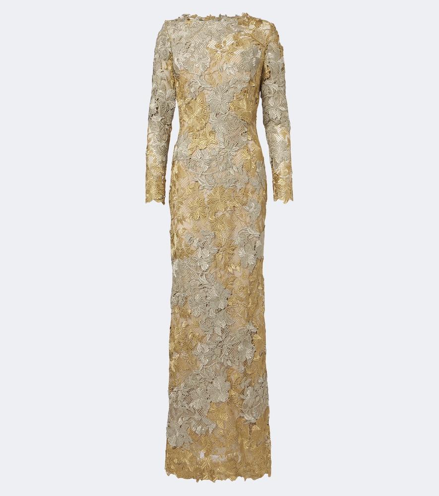 oscar de la renta guipure lace gown
