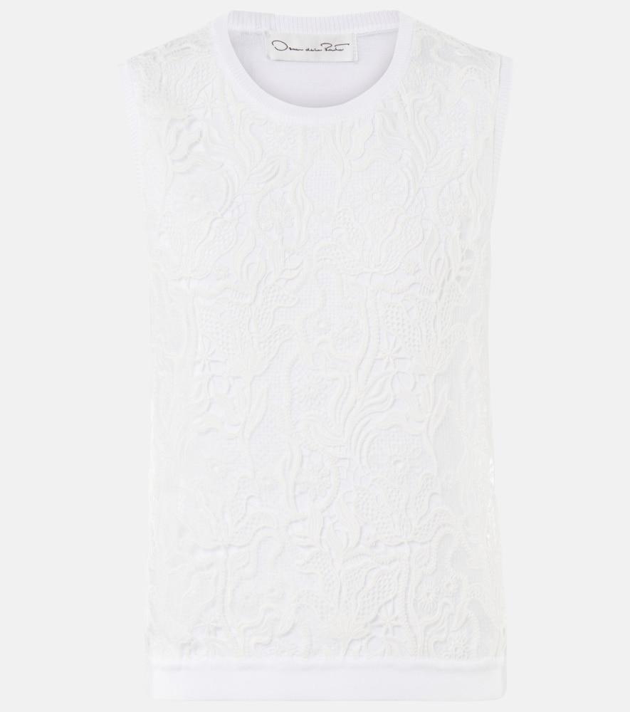 oscar de la renta guipure lace top
