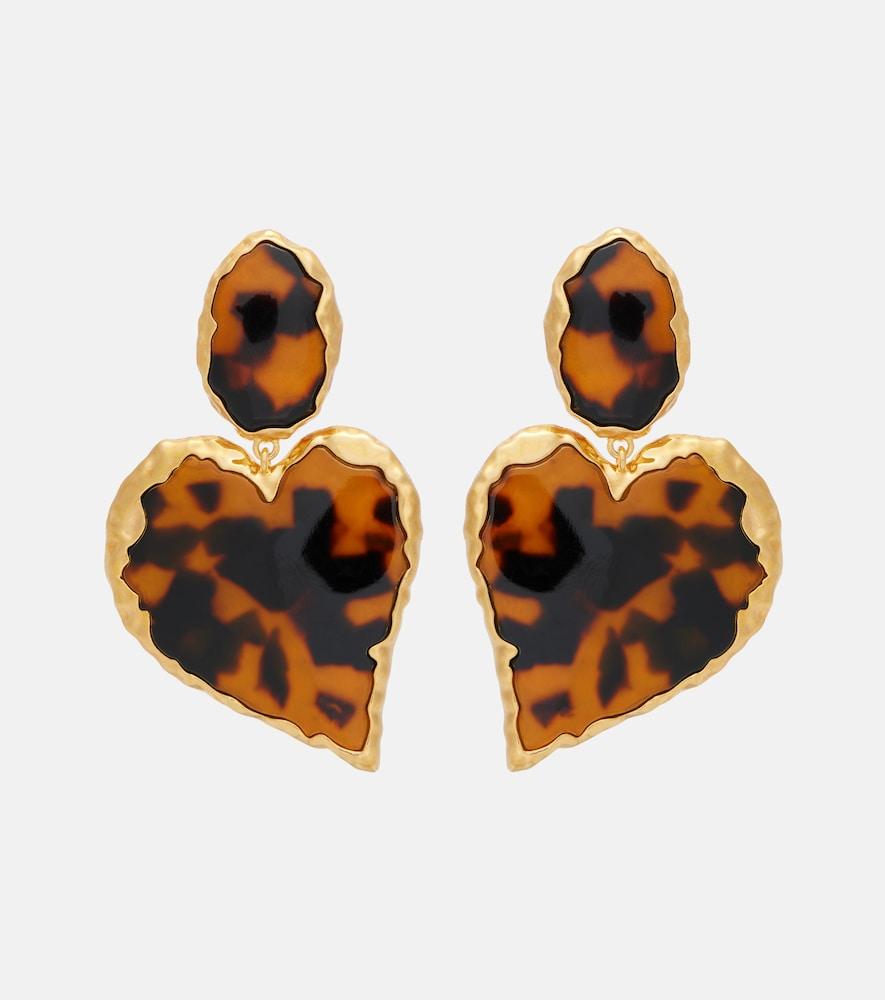 oscar de la renta heart embellished clip-on earrings