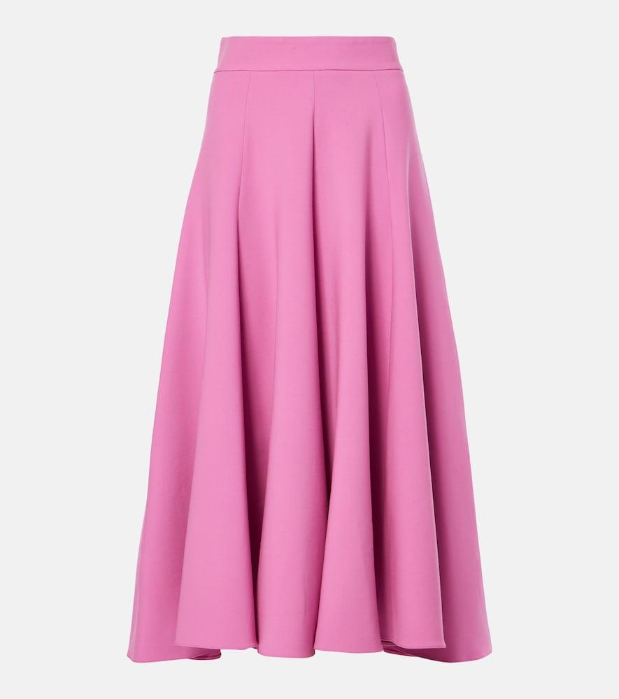oscar de la renta high-rise wool-blend midi skirt