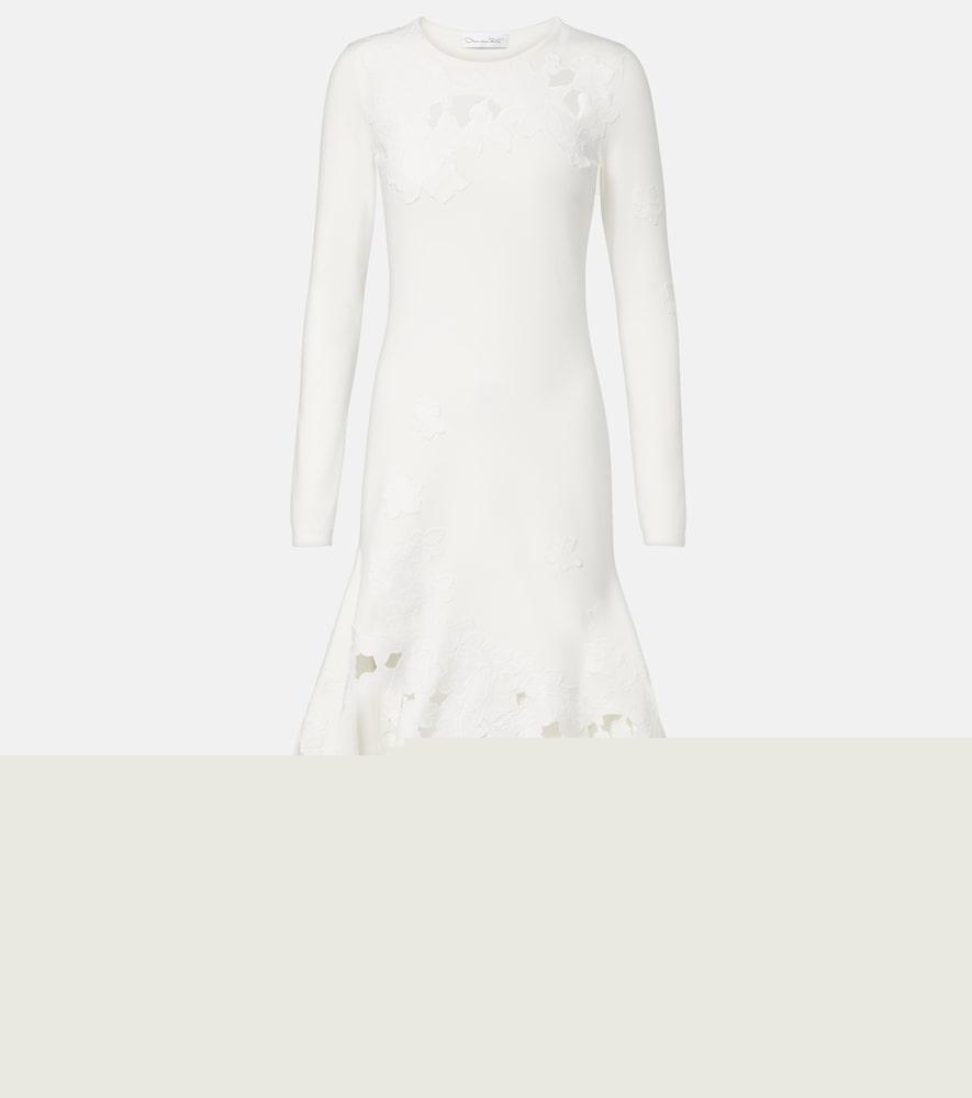 oscar de la renta lace-trimmed asymmetric midi dress