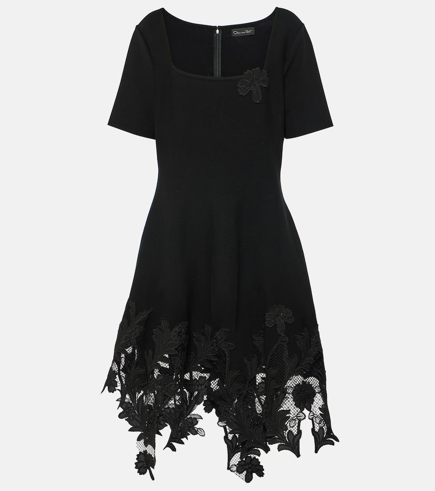 oscar de la renta lace-trimmed knitted minidress