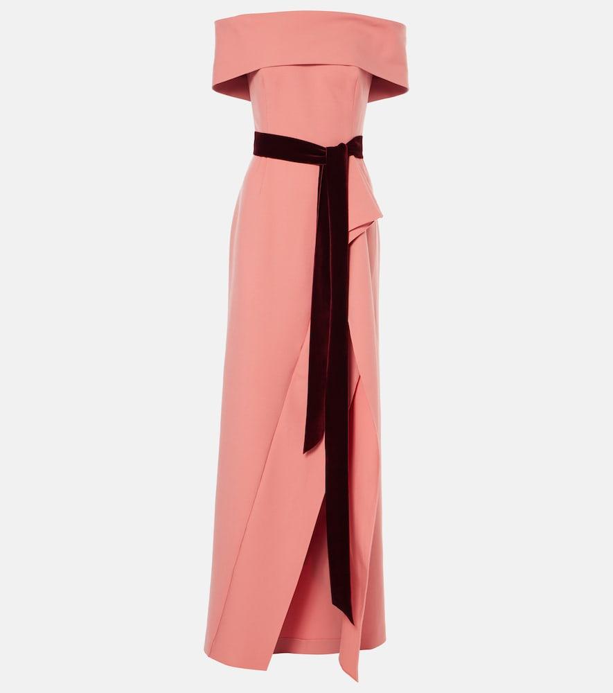 oscar de la renta off-shoulder wool-blend gown