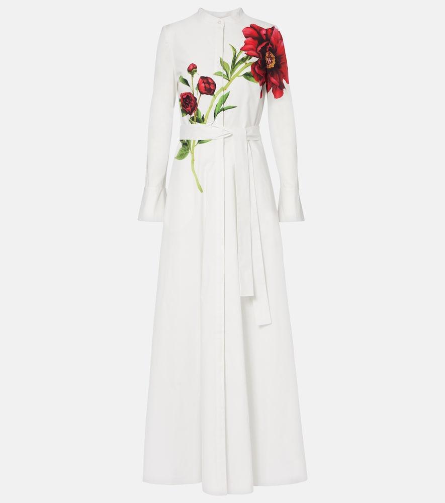 oscar de la renta peony cotton-blend poplin maxi dress