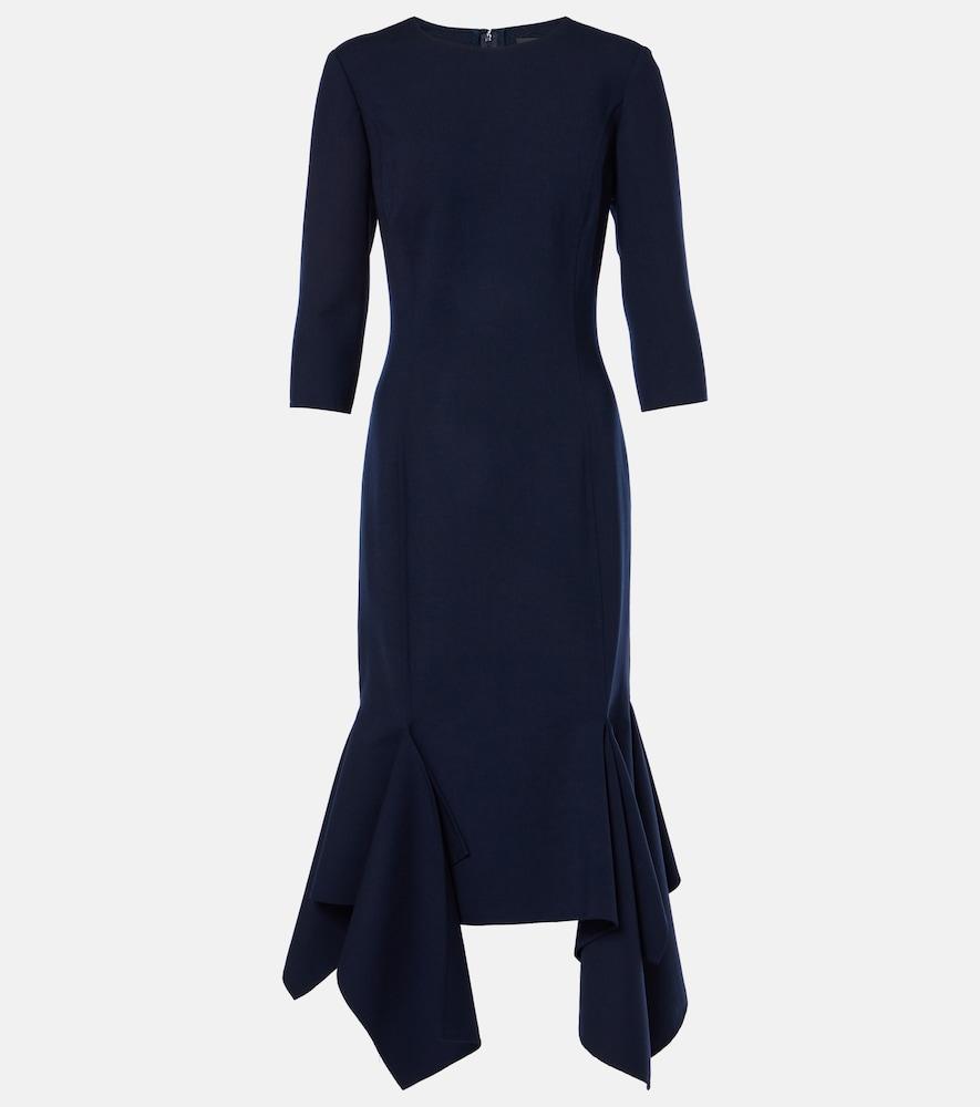 oscar de la renta pleated wool-blend midi dress