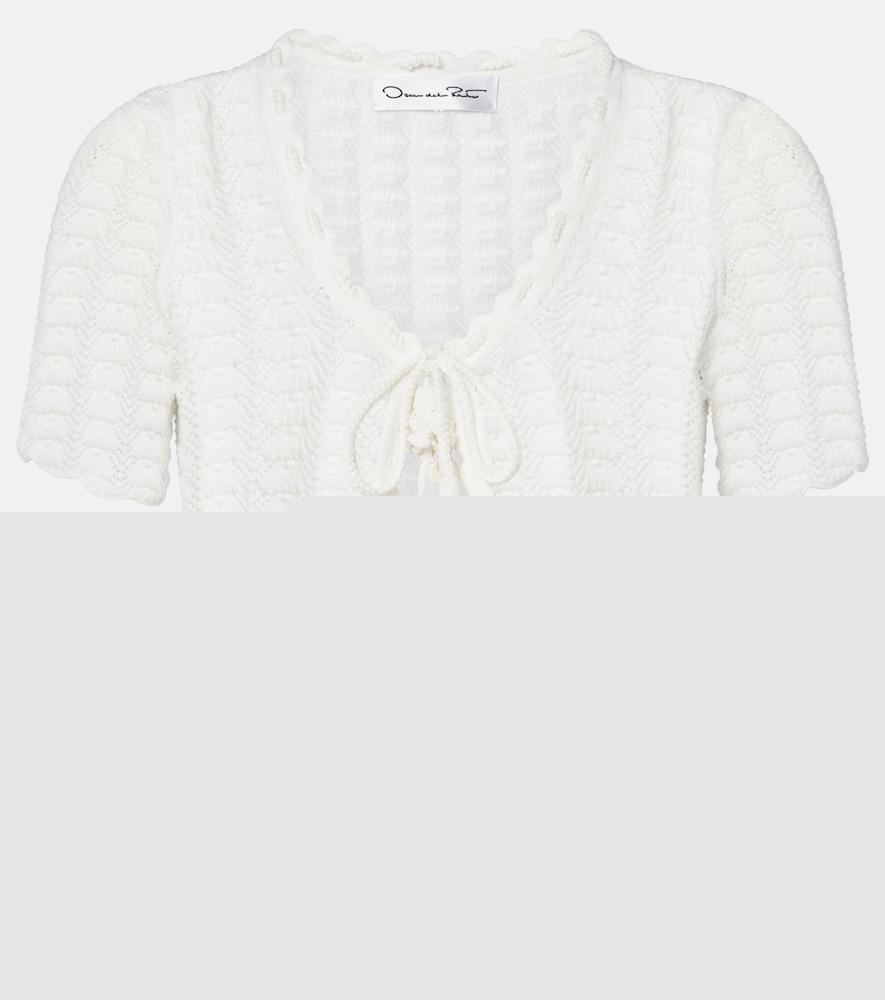 oscar de la renta pointelle cotton and silk cardigan