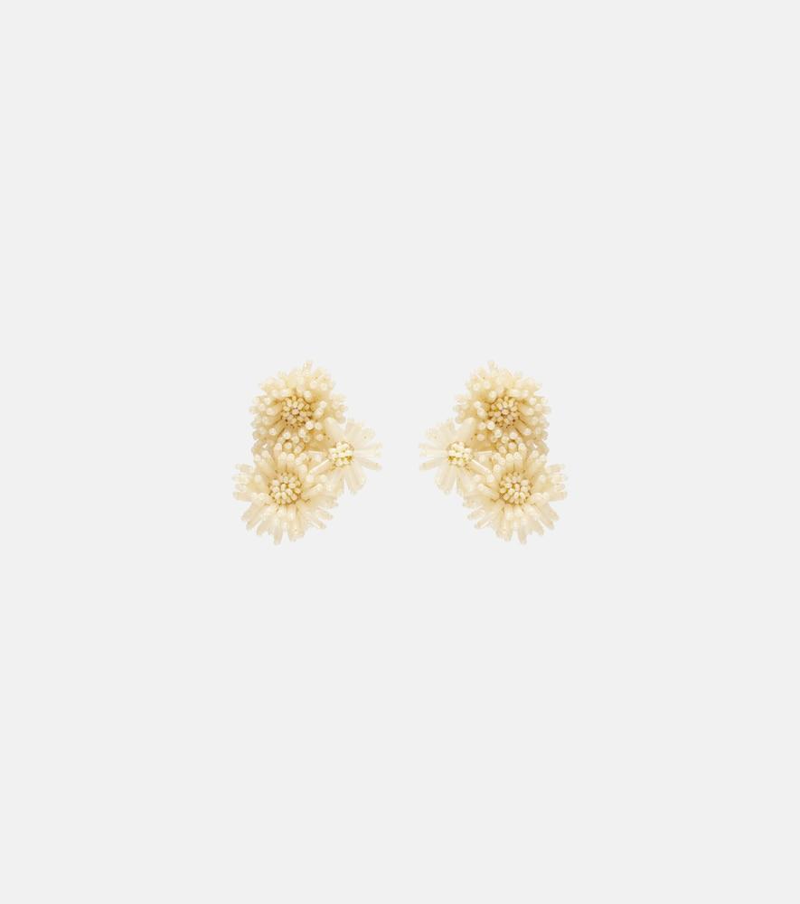 oscar de la renta pompom beaded clip-on earrings