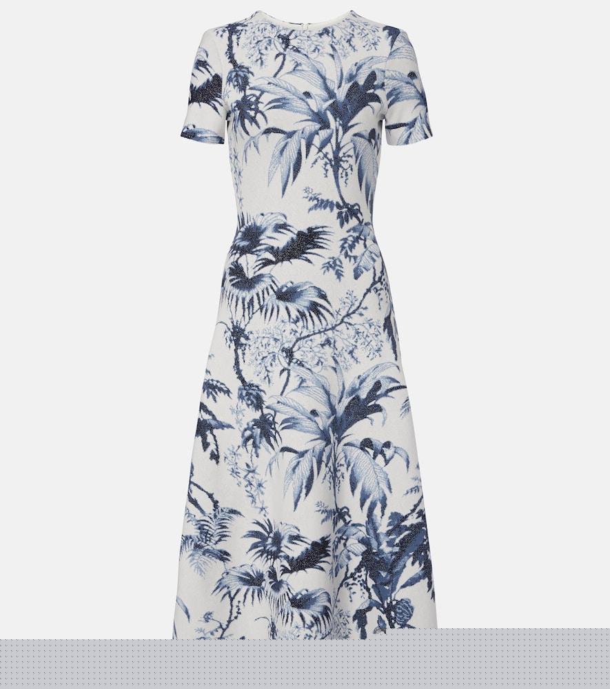oscar de la renta printed cocktail dress