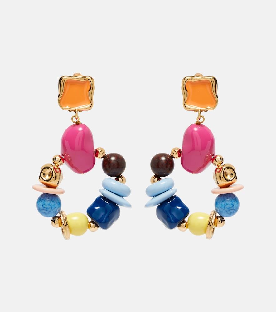 oscar de la renta seaglass beaded clip-on earrings