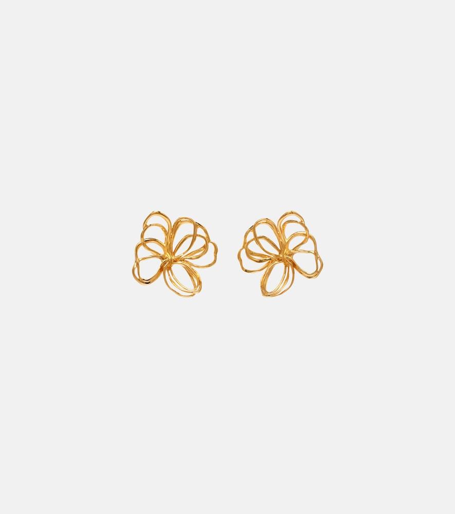 oscar de la renta threaded flower earrings
