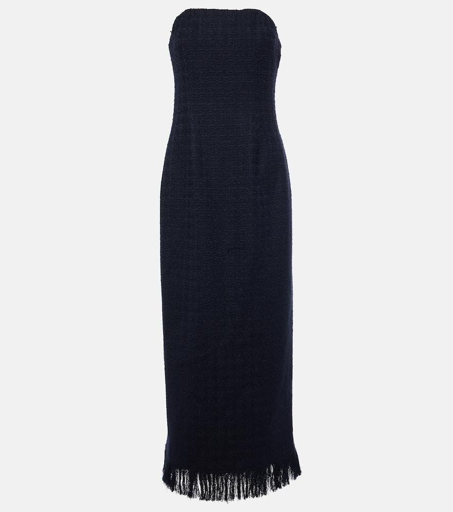 oscar de la renta tweed wool and mohair-blend bustier dress