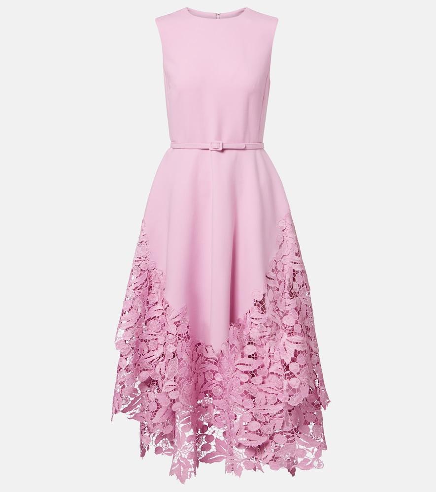 oscar de la renta wool-blend and lace cocktail dress