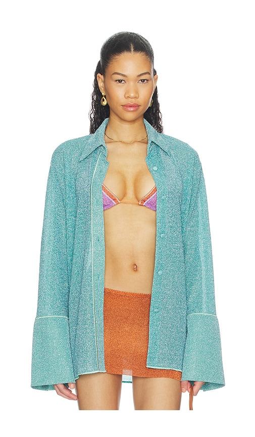 oseree lumiere sleeves shirt in turquoise. - size m-l (also in s-m)