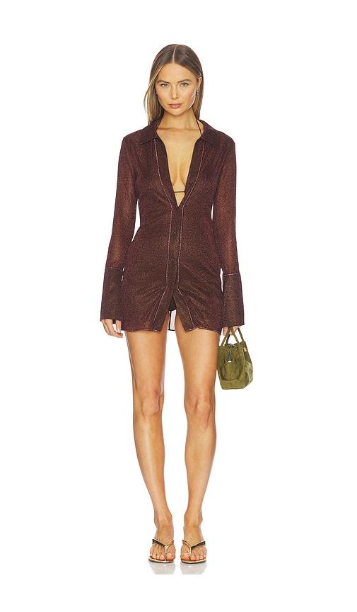 oseree lumiere slim shirt dress in brown. - size m (also in s)